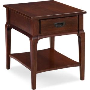 Leick Home 10907 Slatestone One Drawer Rustic Oak End Table, Distressed Rustic Oak(Heartwood Cherry)