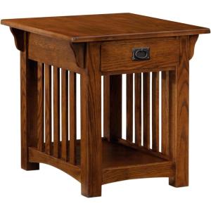 Leick Home 10907 Slatestone One Drawer Rustic Oak End Table, Distressed Rustic Oak(Medium Oak)