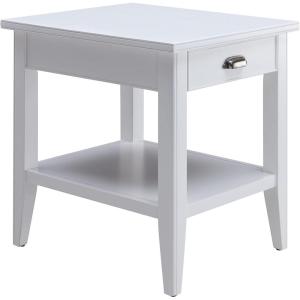 Leick Home 10907 Slatestone One Drawer Rustic Oak End Table, Distressed Rustic Oak(White)
