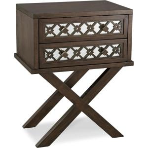 Leick Home 11222 Ironcraft Solid Wood Nightstand with Drawer and Shelf, Mission Oak Brown and Black Metal, Perfect for Bedrooms, Living Rooms, and Small Spaces(Walnut)