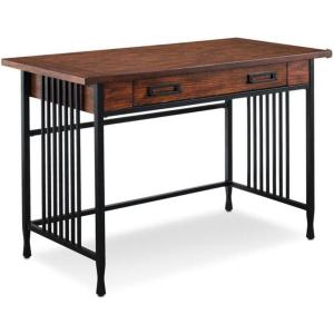 Leick Home 11230 Ironcraft Corner Writing/Computer Rustic Desk with Drawer and Shelf, Mission Oak and Black(22x 46x 30)