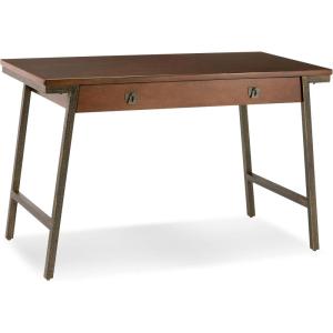 Leick Home 11400 Empiria Metal and Wood Laptop Computer Desk with Drop Front Keyboard Drawer, Walnut and Foundry Bronze(Walnut and Foundry Bronze)