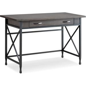 Leick Home 23005 Chisel & Forge Narrow Side Recliner Table with Shelf, Smoke Gray and Matte Black(Modern)