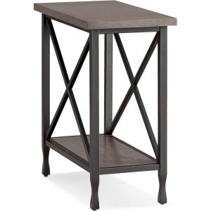 Leick Home 23005 Chisel & Forge Narrow Side Recliner Table with Shelf, Smoke Gray and Matte Black(Narrow End Table)