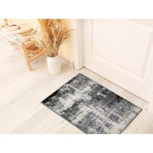 Leick Home 596353 Allerick Runner Vintage Monochromatic Abstract Gray Living Room Bedroom Dining Room Area Rug Runner 2’2″ x 10′(Black/Gray)