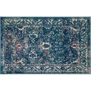 Leick Home 596353 Allerick Runner Vintage Monochromatic Abstract Gray Living Room Bedroom Dining Room Area Rug Runner 2’2″ x 10′(Blue)