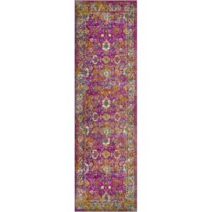 Leick Home 596353 Allerick Runner Vintage Monochromatic Abstract Gray Living Room Bedroom Dining Room Area Rug Runner 2’2″ x 10′(Fuchsia)