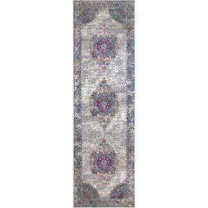 Leick Home 596353 Allerick Runner Vintage Monochromatic Abstract Gray Living Room Bedroom Dining Room Area Rug Runner 2’2″ x 10′(Fuchsia/Tan)