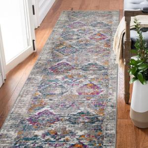 Leick Home 596353 Allerick Runner Vintage Monochromatic Abstract Gray Living Room Bedroom Dining Room Area Rug Runner 2’2″ x 10′(Gray/Pink)