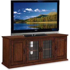 Leick Home 84360 Ender Mixed Metal and Wood TV Stand for 65″ TV’s, Smoke and Gunmetal Gray(Burnished Oak / Black)