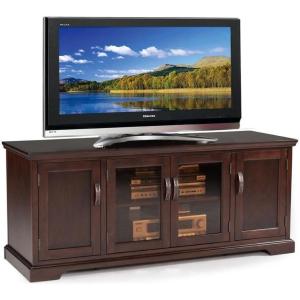 Leick Home 84360 Ender Mixed Metal and Wood TV Stand for 65″ TV’s, Smoke and Gunmetal Gray(Chocolate Cherry / Bronze)