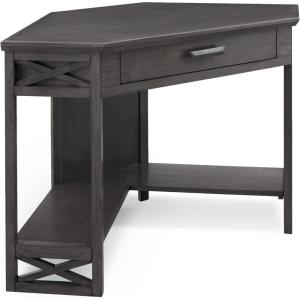 Leick Home 84430 Oak Corner Computer/Writing Desk with Drawer, Smoke Gray(Smoke Gray)