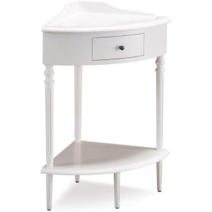 Leick Home Coastal Console Table, Solid Wood, with Drawer and Shelf, for Entryways, Hallways, and Living Rooms, Pecan Brown, 20027-PC(Cottage White)
