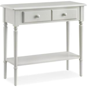 Leick Home Coastal Console Table, Solid Wood, with Drawer and Shelf, for Entryways, Hallways, and Living Rooms, Pecan Brown, 20027-PC(Orchid White)