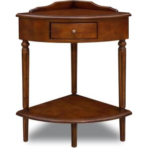 Leick Home Coastal Console Table, Solid Wood, with Drawer and Shelf, for Entryways, Hallways, and Living Rooms, Pecan Brown, 20027-PC(Pecan)