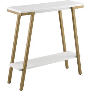 Leick Home Empiria Console Table, Wood with Metal Frame, 2 Shelves, for Entryways, Hallways, and Living Rooms, White and Gold, 11431-WT(White)