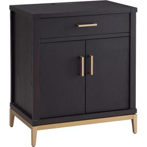 Leick Home Laurent Side Table Nightstand with USB-C Charging Station, Solid Wood, Perfect for Bedrooms, Living Rooms, and Small Spaces, 16″D x 24″W x 28″H, Chocolate Cherry Brown(Black)