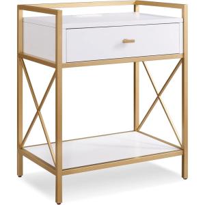 Leick Home Laurent Side Table Nightstand with USB-C Charging Station, Solid Wood, Perfect for Bedrooms, Living Rooms, and Small Spaces, 16″D x 24″W x 28″H, Chocolate Cherry Brown(White)