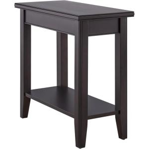 Leick Home Mission End Table, Solid Wood, 1 Storage Drawer, Bottom Display Shelf, Narrow, Easy-Assembly, For Living Room/Bedroom, Russet, 24.0 in. L x 15.0 in. W x 24.0 in. H, 9059-RS(Black)
