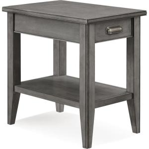 Leick Home Mission End Table, Solid Wood, 1 Storage Drawer, Bottom Display Shelf, Narrow, Easy-Assembly, For Living Room/Bedroom, Russet, 24.0 in. L x 15.0 in. W x 24.0 in. H, 9059-RS(Smoke Gray)