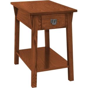 Leick Home Mission End Table, Solid Wood, 1 Storage Drawer, Bottom Display Shelf, Narrow, Easy-Assembly, For Living Room/Bedroom, Russet, 24.0 in. L x 15.0 in. W x 24.0 in. H, 9059-RS(Russet / Blackened)