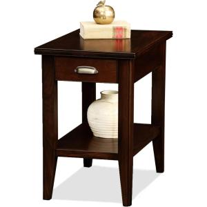Leick Home Mission End Table, Solid Wood, 1 Storage Drawer, Bottom Display Shelf, Narrow, Easy-Assembly, For Living Room/Bedroom, Russet, 24.0 in. L x 15.0 in. W x 24.0 in. H, 9059-RS(Chocolate Cherry)