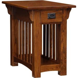 Leick Home Mission End Table, Solid Wood, 1 Storage Drawer, Bottom Display Shelf, Narrow, Easy-Assembly, For Living Room/Bedroom, Russet, 24.0 in. L x 15.0 in. W x 24.0 in. H, 9059-RS(Medium Oak / Blackened)