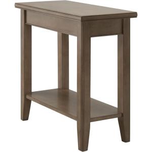Leick Home Mission End Table, Solid Wood, 1 Storage Drawer, Bottom Display Shelf, Narrow, Easy-Assembly, For Living Room/Bedroom, Russet, 24.0 in. L x 15.0 in. W x 24.0 in. H, 9059-RS(Grey)