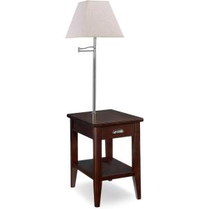Leick Home Shaker End Table, Solid Wood, with Storage Door, for Living Rooms and Small Spaces, Medium Oak, 10030-MED(Chocolate Cherry)