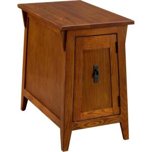 Leick Home Shaker End Table, Solid Wood, with Storage Door, for Living Rooms and Small Spaces, Medium Oak, 10030-MED(Russet)