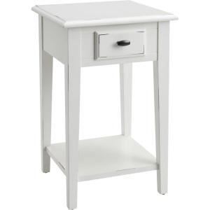 Leick Home Shaker End Table, Solid Wood, with Storage Door, for Living Rooms and Small Spaces, Medium Oak, 10030-MED(White)