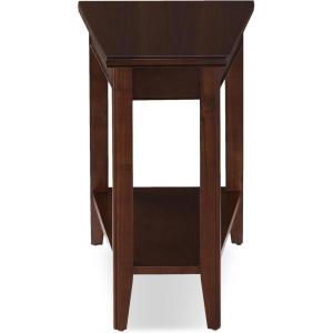 Leick Home Slate End Table, Solid Wood, Narrow Wedge Shape, Slate Tile Insets, Bottom Display Shelf, Easy-Assembly, Rustic Oak, 23.5 in. L x 17 in. W x 24 in. H, 10056(Chocolate Cherry)