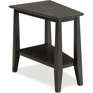 Leick Home Slate End Table, Solid Wood, Narrow Wedge Shape, Slate Tile Insets, Bottom Display Shelf, Easy-Assembly, Rustic Oak, 23.5 in. L x 17 in. W x 24 in. H, 10056(Smokey Gray)