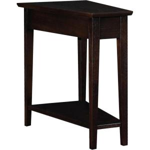 Leick Home Slate End Table, Solid Wood, Narrow Wedge Shape, Slate Tile Insets, Bottom Display Shelf, Easy-Assembly, Rustic Oak, 23.5 in. L x 17 in. W x 24 in. H, 10056(Chocolate Oak)