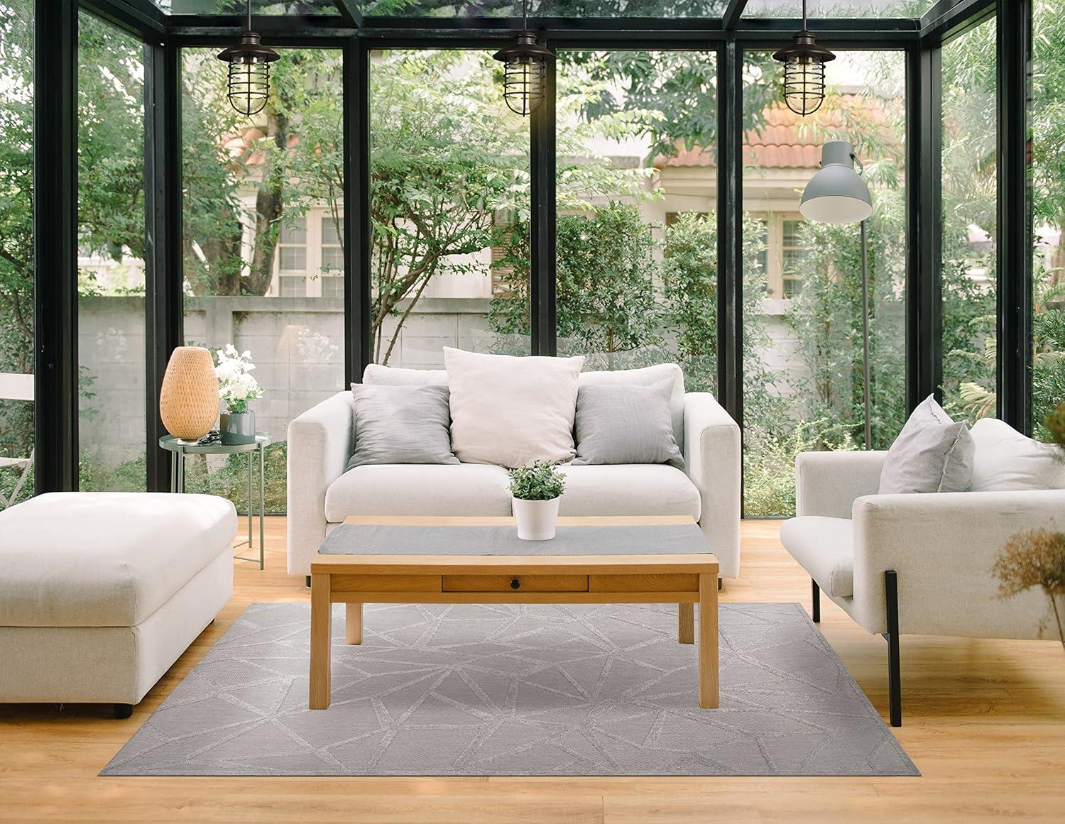 imageDesign House Leick Home Vennor Indoor and Outdoor Area Rug Geometric Pattern 7 ft x 10 ft Gray 595744Grey