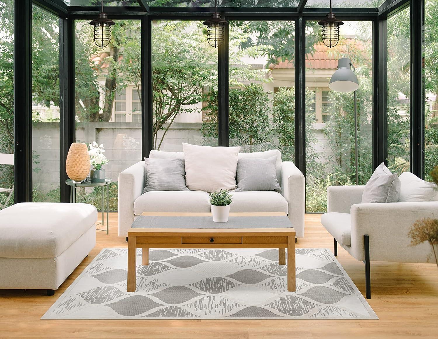 imageDesign House Leick Home Vennor Indoor and Outdoor Area Rug Geometric Pattern 7 ft x 10 ft Gray 595744Grey