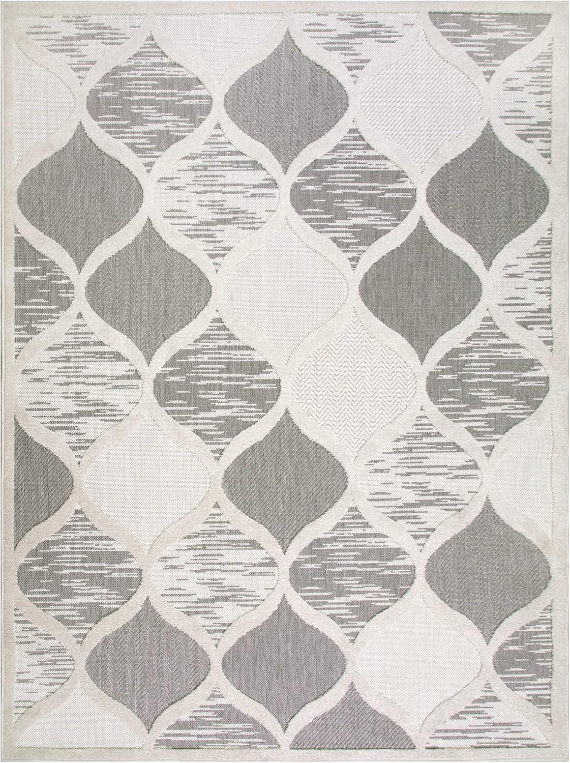 imageDesign House Leick Home Vennor Indoor and Outdoor Area Rug Geometric Pattern 7 ft x 10 ft Gray 595744Grey