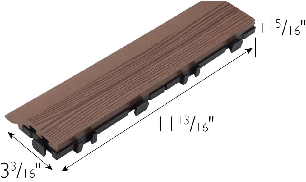 imageDesign House Square Deck Tiles Interlocking Wood Composite Decking 1000lb Weight Capacity Waterproof and UV Protected Russet Canyon Brown Covers 6 Square Feet 12Inch by 12Inch 6PackRusset Canyon