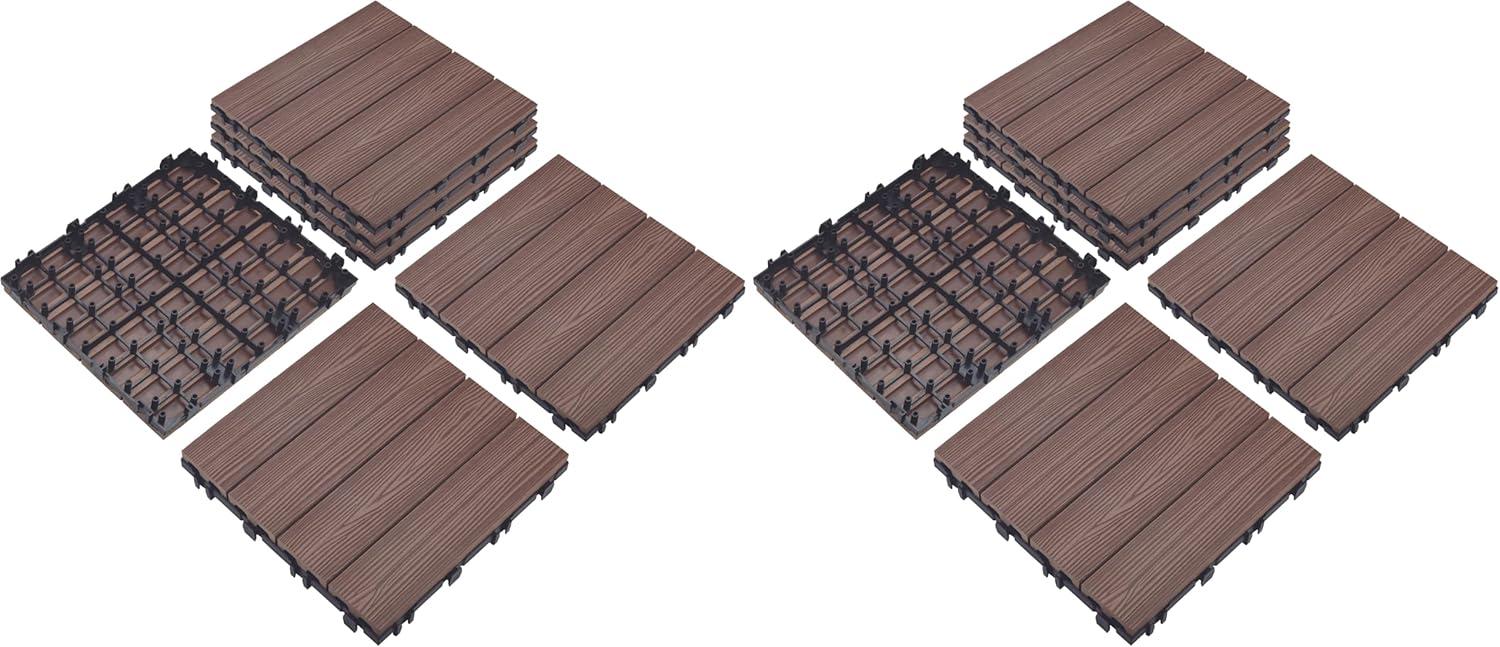 imageDesign House Square Deck Tiles Interlocking Wood Composite Decking 1000lb Weight Capacity Waterproof and UV Protected Russet Canyon Brown Covers 6 Square Feet 12Inch by 12Inch 6PackBrown