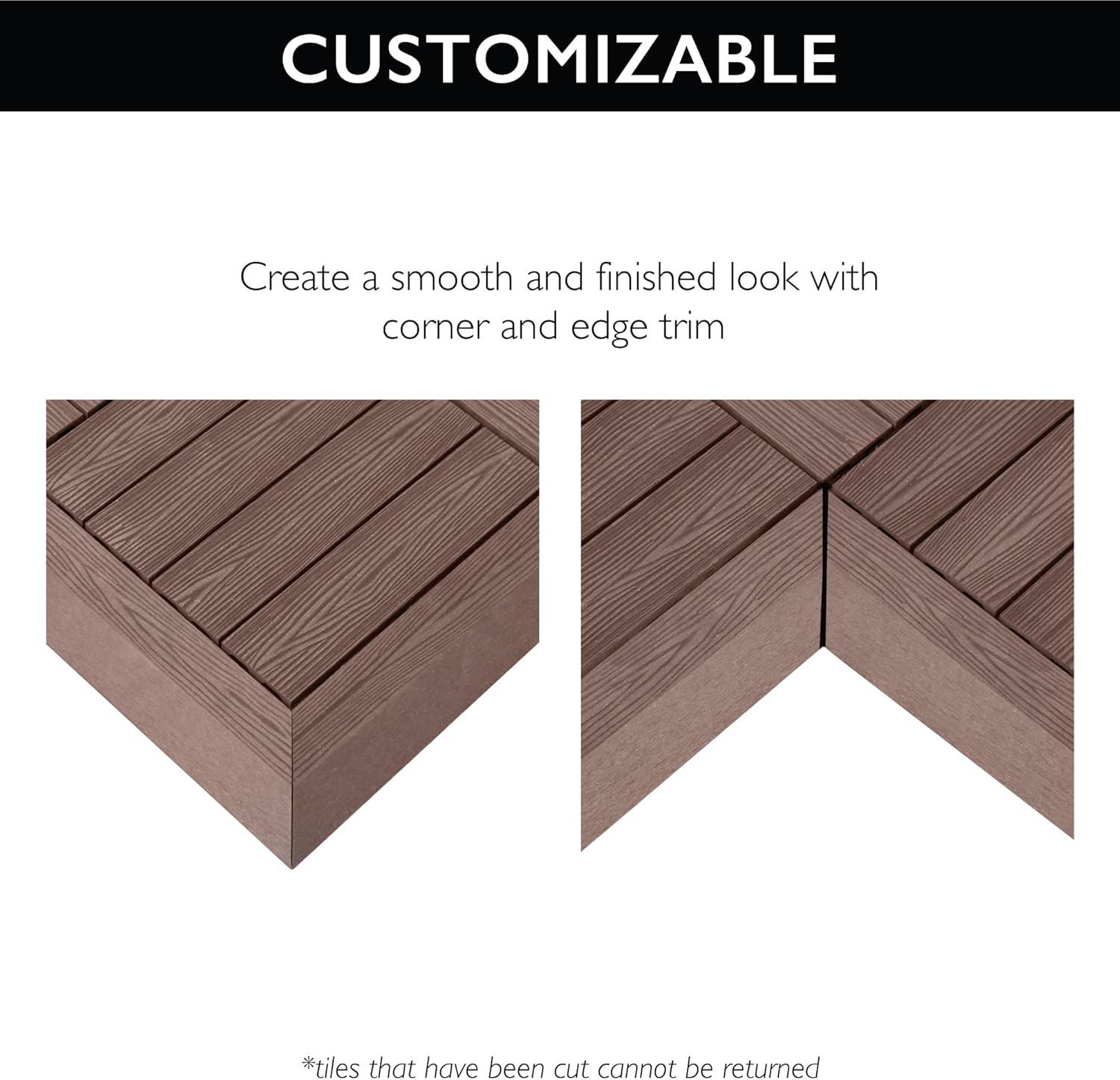 imageDesign House Square Deck Tiles Interlocking Wood Composite Decking 1000lb Weight Capacity Waterproof and UV Protected Russet Canyon Brown Covers 6 Square Feet 12Inch by 12Inch 6PackRusset Canyon