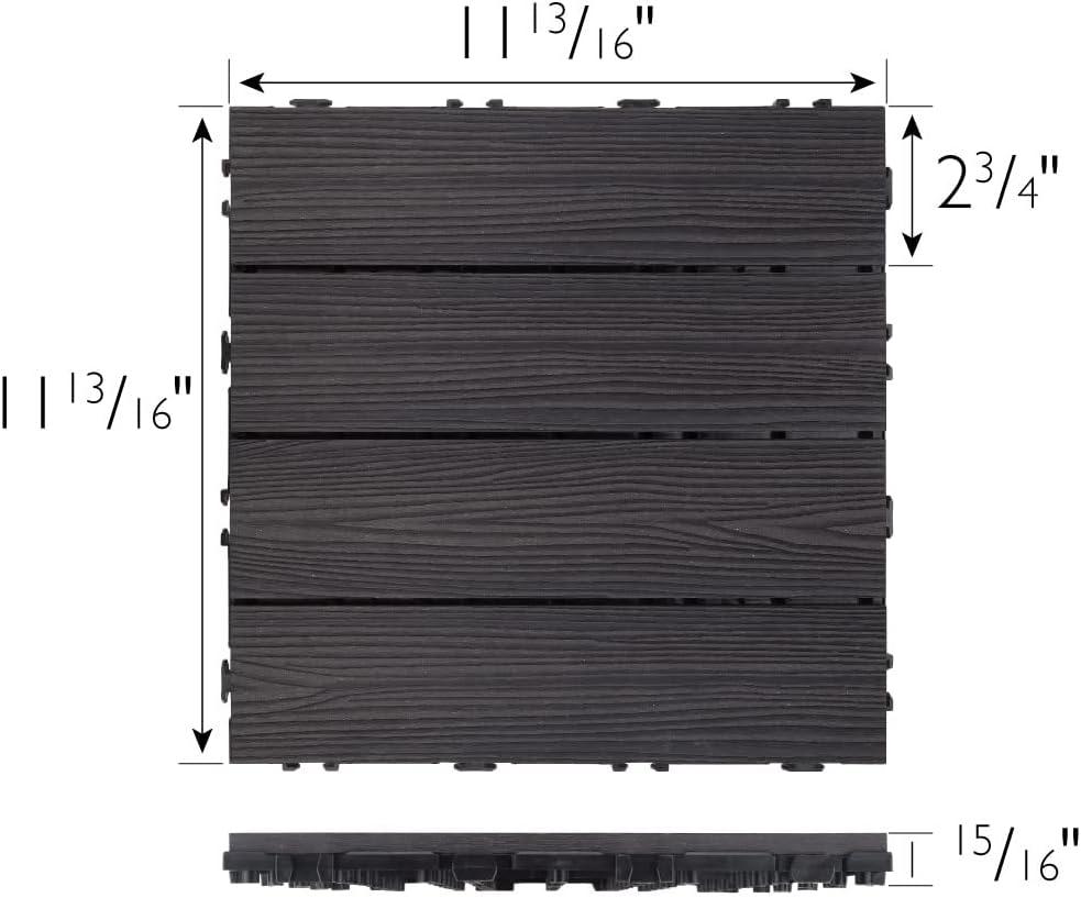 imageDesign House Square Deck Tiles Interlocking Wood Composite Decking 1000lb Weight Capacity Waterproof and UV Protected Russet Canyon Brown Covers 6 Square Feet 12Inch by 12Inch 6PackModern Ebony