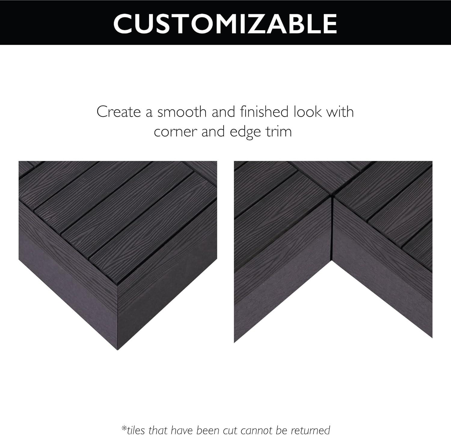 imageDesign House Square Deck Tiles Interlocking Wood Composite Decking 1000lb Weight Capacity Waterproof and UV Protected Russet Canyon Brown Covers 6 Square Feet 12Inch by 12Inch 6PackModern Ebony