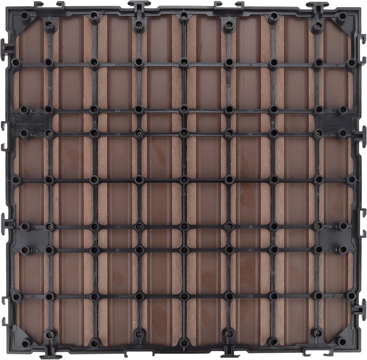 imageDesign House Square Deck Tiles Interlocking Wood Composite Decking 1000lb Weight Capacity Waterproof and UV Protected Russet Canyon Brown Covers 6 Square Feet 12Inch by 12Inch 6PackRusset Canyon