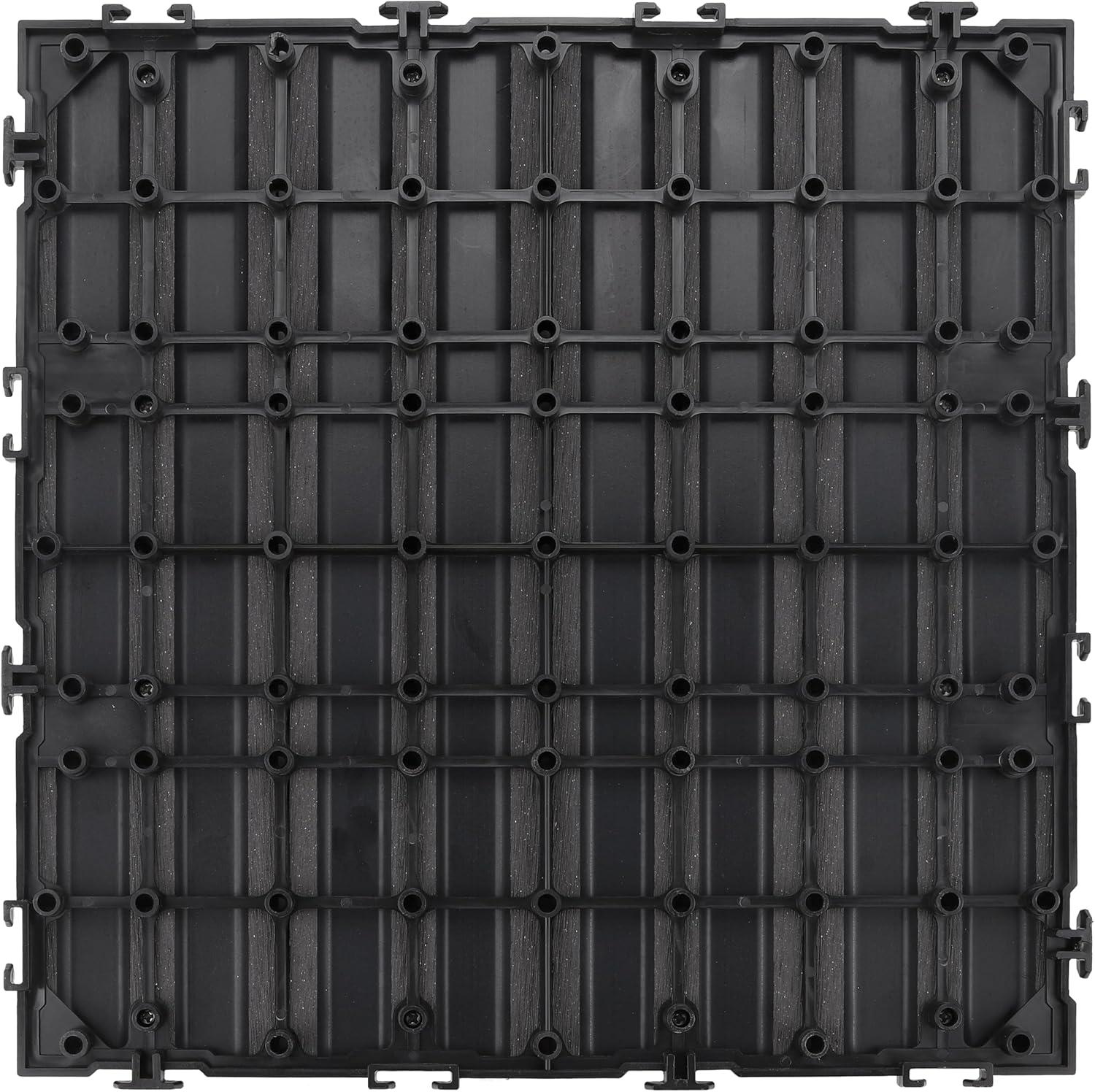 imageDesign House Square Deck Tiles Interlocking Wood Composite Decking 1000lb Weight Capacity Waterproof and UV Protected Russet Canyon Brown Covers 6 Square Feet 12Inch by 12Inch 6PackModern Ebony