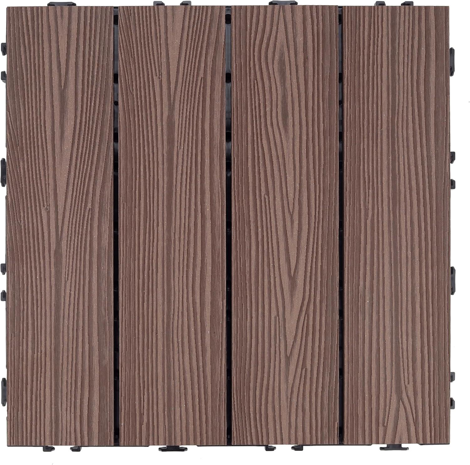 imageDesign House Square Deck Tiles Interlocking Wood Composite Decking 1000lb Weight Capacity Waterproof and UV Protected Russet Canyon Brown Covers 6 Square Feet 12Inch by 12Inch 6PackRusset Canyon