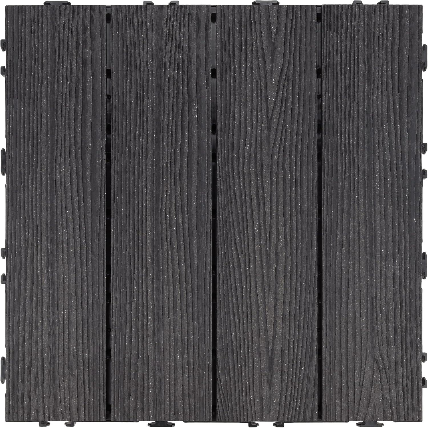imageDesign House Square Deck Tiles Interlocking Wood Composite Decking 1000lb Weight Capacity Waterproof and UV Protected Russet Canyon Brown Covers 6 Square Feet 12Inch by 12Inch 6PackEbony