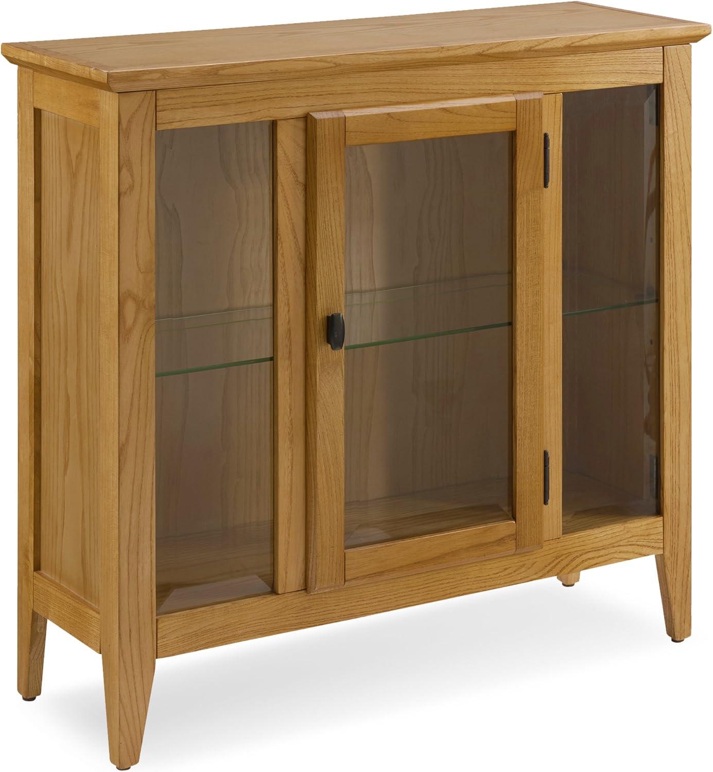 imageLeick Home 10000GR Entryway One Door Curio Cabinet with Interior Light Distressed Gray WashDesert SandsBlack