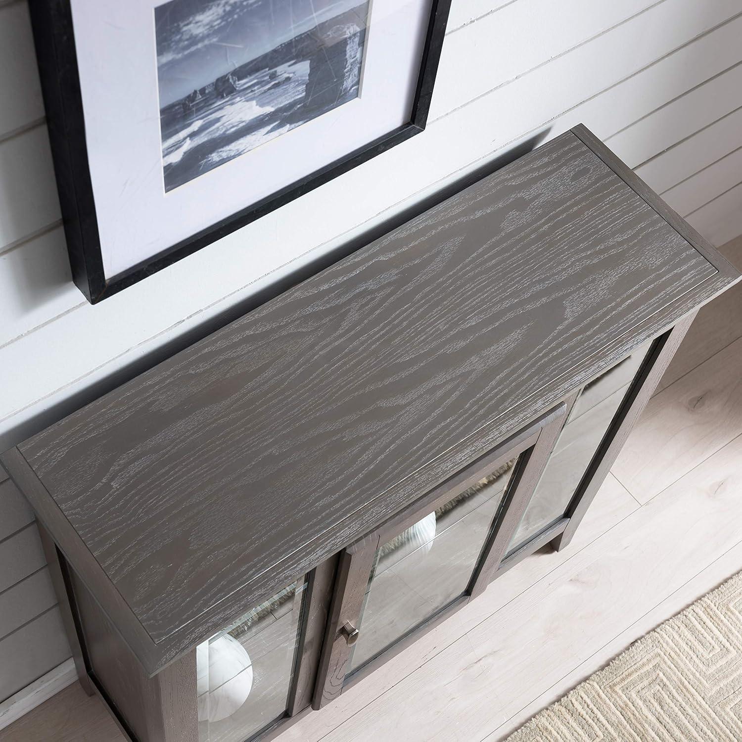 imageLeick Home 10000GR Entryway One Door Curio Cabinet with Interior Light Distressed Gray WashDistressed Gray Wash