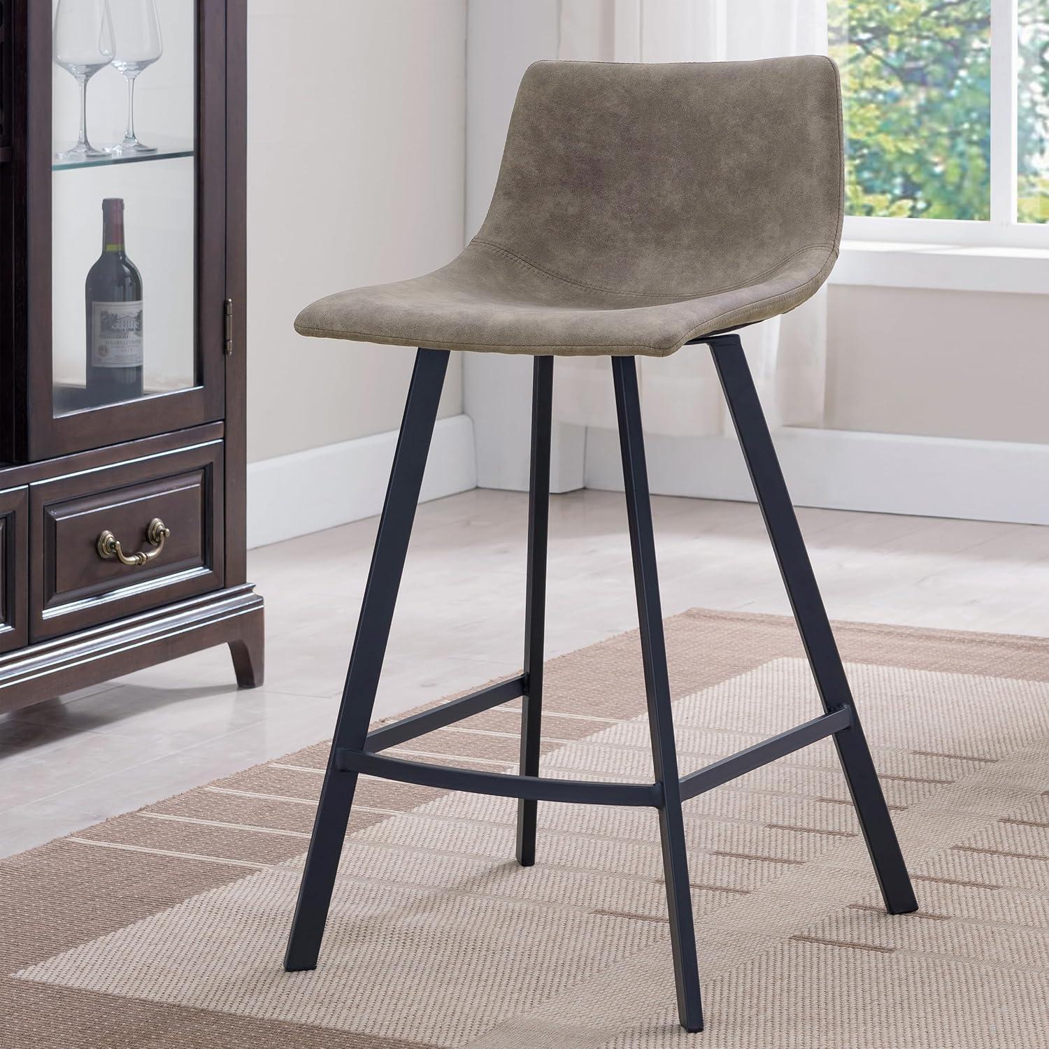 imageLeick Home 10136BLGR Upholstered Steel Base Microfiber Counter Stool Set of 2 for Kitchen Counters and Islands Dapple Gray and Matte Black