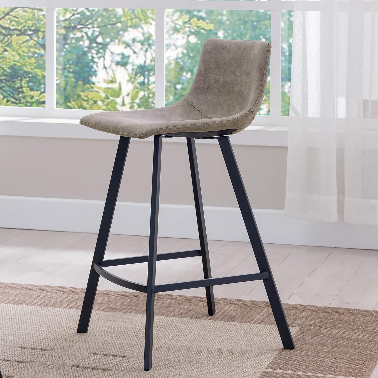 imageLeick Home 10136BLGR Upholstered Steel Base Microfiber Counter Stool Set of 2 for Kitchen Counters and Islands Dapple Gray and Matte Black